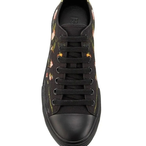 Burberry Unisex Larkhall Rose-Print Canvas Sneakers - Black NWT Size 12 - Picture 5 of 11